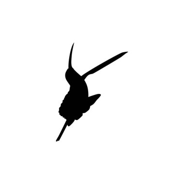 Flying Hummingbird Silhouette, Art Illustration, Website, Logo Gram, Pictogram veya Grafik Tasarım Elementi kullanılabilir. Vektör İllüstrasyonu