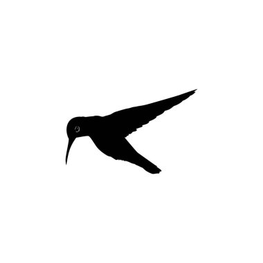 Flying Hummingbird Silhouette, Art Illustration, Website, Logo Gram, Pictogram veya Grafik Tasarım Elementi kullanılabilir. Vektör İllüstrasyonu