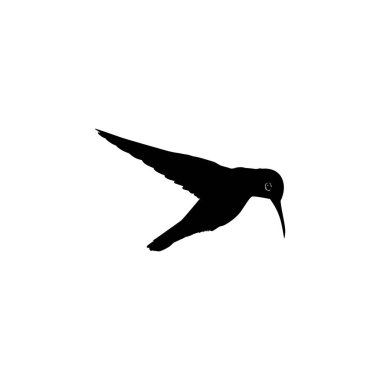 Flying Hummingbird Silhouette, Art Illustration, Website, Logo Gram, Pictogram veya Grafik Tasarım Elementi kullanılabilir. Vektör İllüstrasyonu