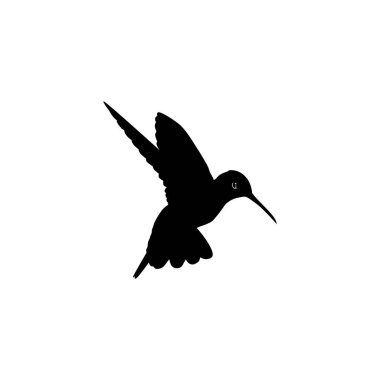 Flying Hummingbird Silhouette, Art Illustration, Website, Logo Gram, Pictogram veya Grafik Tasarım Elementi kullanılabilir. Vektör İllüstrasyonu