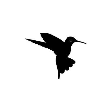 Flying Hummingbird Silhouette, Art Illustration, Website, Logo Gram, Pictogram veya Grafik Tasarım Elementi kullanılabilir. Vektör İllüstrasyonu