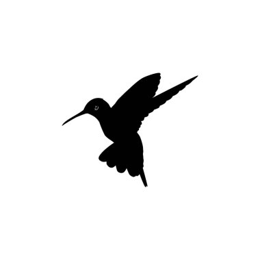 Flying Hummingbird Silhouette, Art Illustration, Website, Logo Gram, Pictogram veya Grafik Tasarım Elementi kullanılabilir. Vektör İllüstrasyonu