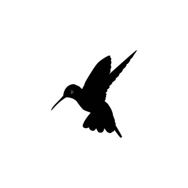 Flying Hummingbird Silhouette, Art Illustration, Website, Logo Gram, Pictogram veya Grafik Tasarım Elementi kullanılabilir. Vektör İllüstrasyonu