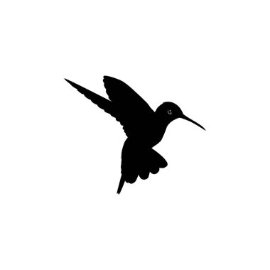 Flying Hummingbird Silhouette, Art Illustration, Website, Logo Gram, Pictogram veya Grafik Tasarım Elementi kullanılabilir. Vektör İllüstrasyonu