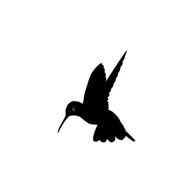 Flying Hummingbird Silhouette, Art Illustration, Website, Logo Gram, Pictogram veya Grafik Tasarım Elementi kullanılabilir. Vektör İllüstrasyonu