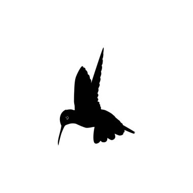 Flying Hummingbird Silhouette, Art Illustration, Website, Logo Gram, Pictogram veya Grafik Tasarım Elementi kullanılabilir. Vektör İllüstrasyonu