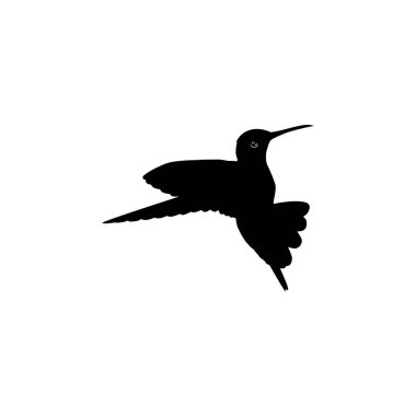 Flying Hummingbird Silhouette, Art Illustration, Website, Logo Gram, Pictogram veya Grafik Tasarım Elementi kullanılabilir. Vektör İllüstrasyonu