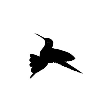 Flying Hummingbird Silhouette, Art Illustration, Website, Logo Gram, Pictogram veya Grafik Tasarım Elementi kullanılabilir. Vektör İllüstrasyonu