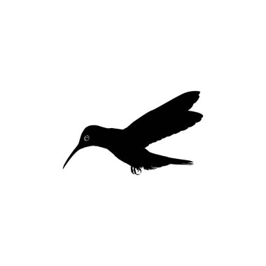 Flying Hummingbird Silhouette, Art Illustration, Website, Logo Gram, Pictogram veya Grafik Tasarım Elementi kullanılabilir. Vektör İllüstrasyonu