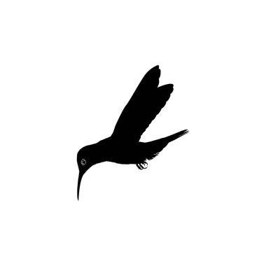 Flying Hummingbird Silhouette, Art Illustration, Website, Logo Gram, Pictogram veya Grafik Tasarım Elementi kullanılabilir. Vektör İllüstrasyonu