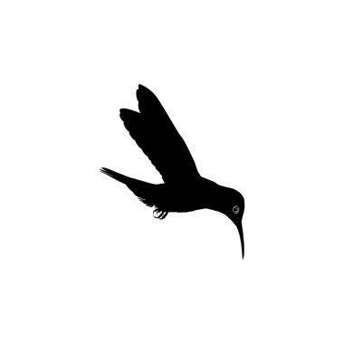 Flying Hummingbird Silhouette, Art Illustration, Website, Logo Gram, Pictogram veya Grafik Tasarım Elementi kullanılabilir. Vektör İllüstrasyonu