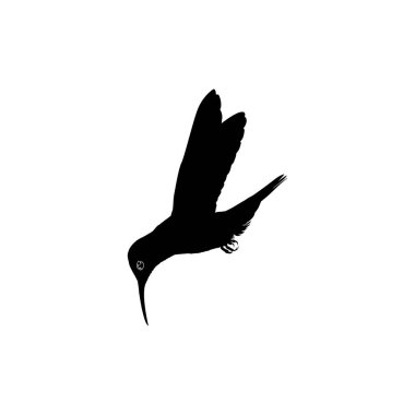 Flying Hummingbird Silhouette, Art Illustration, Website, Logo Gram, Pictogram veya Grafik Tasarım Elementi kullanılabilir. Vektör İllüstrasyonu