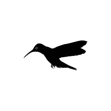 Flying Hummingbird Silhouette, Art Illustration, Website, Logo Gram, Pictogram veya Grafik Tasarım Elementi kullanılabilir. Vektör İllüstrasyonu