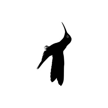 Flying Hummingbird Silhouette, Art Illustration, Website, Logo Gram, Pictogram veya Grafik Tasarım Elementi kullanılabilir. Vektör İllüstrasyonu