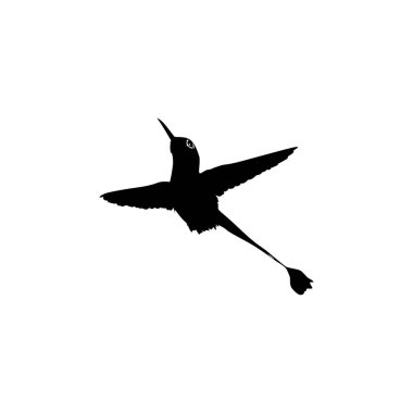 Flying Hummingbird Silhouette, Art Illustration, Website, Logo Gram, Pictogram veya Grafik Tasarım Elementi kullanılabilir. Vektör İllüstrasyonu