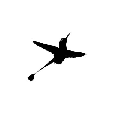 Flying Hummingbird Silhouette, Art Illustration, Website, Logo Gram, Pictogram veya Grafik Tasarım Elementi kullanılabilir. Vektör İllüstrasyonu