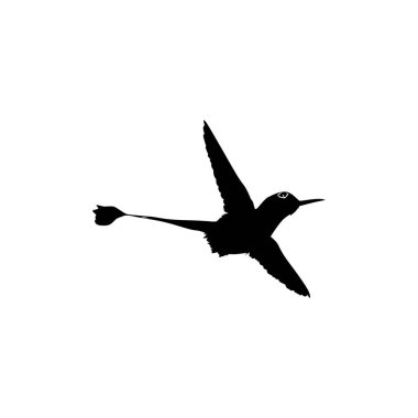 Flying Hummingbird Silhouette, Art Illustration, Website, Logo Gram, Pictogram veya Grafik Tasarım Elementi kullanılabilir. Vektör İllüstrasyonu