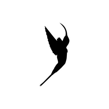 Flying Hummingbird Silhouette, Art Illustration, Website, Logo Gram, Pictogram veya Grafik Tasarım Elementi kullanılabilir. Vektör İllüstrasyonu