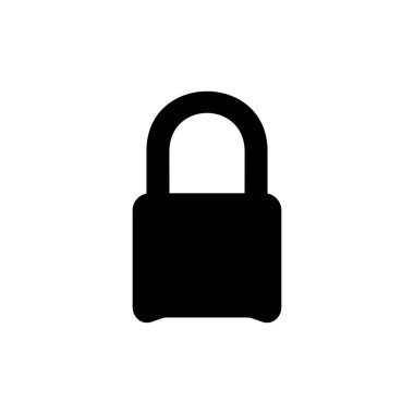 Asma kilit silueti, Düz Stil, Art Illustration, Pictogram, Logo Gram, Web sitesi veya Grafik Tasarım Elemanı için kullanılabilir. Vektör İllüstrasyonu