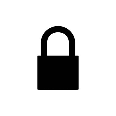 Asma kilit silueti, Düz Stil, Art Illustration, Pictogram, Logo Gram, Web sitesi veya Grafik Tasarım Elemanı için kullanılabilir. Vektör İllüstrasyonu
