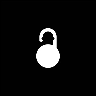 Açık Asma Kilit Silueti, Düz Stil, Art Illustration, Pictogram, Logo Gram, Web sitesi veya Grafik Tasarım Elemanı için kullanılabilir. Vektör İllüstrasyonu 
