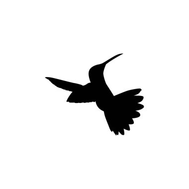 Flying Hummingbird Silhouette, Art Illustration, Website, Logo Gram, Pictogram veya Grafik Tasarım Elementi kullanılabilir. Vektör İllüstrasyonu