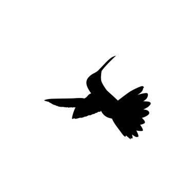 Flying Hummingbird Silhouette, Art Illustration, Website, Logo Gram, Pictogram veya Grafik Tasarım Elementi kullanılabilir. Vektör İllüstrasyonu