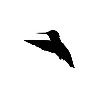 Flying Hummingbird Silhouette, Art Illustration, Website, Logo Gram, Pictogram veya Grafik Tasarım Elementi kullanılabilir. Vektör İllüstrasyonu