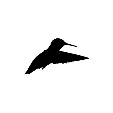 Flying Hummingbird Silhouette, Art Illustration, Website, Logo Gram, Pictogram veya Grafik Tasarım Elementi kullanılabilir. Vektör İllüstrasyonu