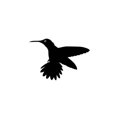 Flying Hummingbird Silhouette, Art Illustration, Website, Logo Gram, Pictogram veya Grafik Tasarım Elementi kullanılabilir. Vektör İllüstrasyonu