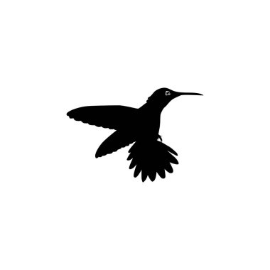Flying Hummingbird Silhouette, Art Illustration, Website, Logo Gram, Pictogram veya Grafik Tasarım Elementi kullanılabilir. Vektör İllüstrasyonu