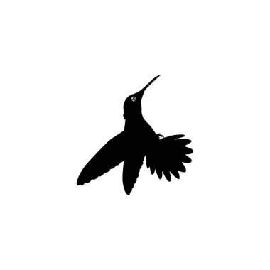 Flying Hummingbird Silhouette, Art Illustration, Website, Logo Gram, Pictogram veya Grafik Tasarım Elementi kullanılabilir. Vektör İllüstrasyonu