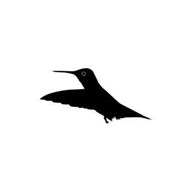 Flying Hummingbird Silhouette, Art Illustration, Website, Logo Gram, Pictogram veya Grafik Tasarım Elementi kullanılabilir. Vektör İllüstrasyonu
