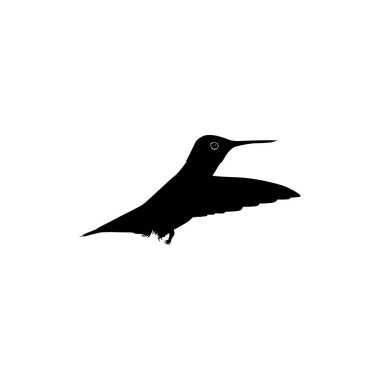 Flying Hummingbird Silhouette, Art Illustration, Website, Logo Gram, Pictogram veya Grafik Tasarım Elementi kullanılabilir. Vektör İllüstrasyonu