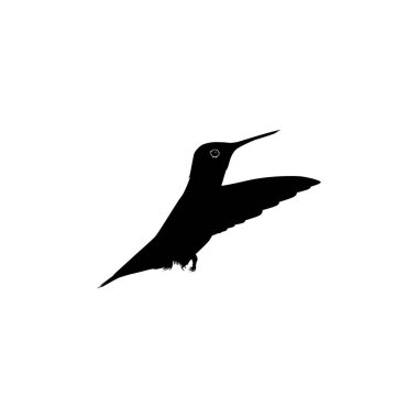 Flying Hummingbird Silhouette, Art Illustration, Website, Logo Gram, Pictogram veya Grafik Tasarım Elementi kullanılabilir. Vektör İllüstrasyonu