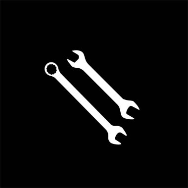 Wrench Silhouette, Düz Stil, Pictogram, Apps, Website, Logo Gram, Art Illustration veya Grafik Tasarım Elemanı için kullanılabilir. Vektör İllüstrasyonu