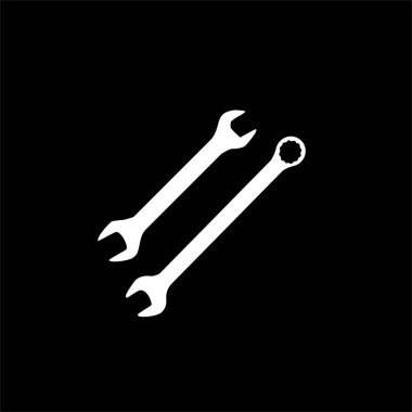 Wrench Silhouette, Düz Stil, Pictogram, Apps, Website, Logo Gram, Art Illustration veya Grafik Tasarım Elemanı için kullanılabilir. Vektör İllüstrasyonu