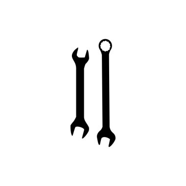 Wrench Silhouette, Düz Stil, Pictogram, Apps, Website, Logo Gram, Art Illustration veya Grafik Tasarım Elemanı için kullanılabilir. Vektör İllüstrasyonu