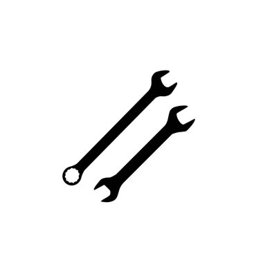 Wrench Silhouette, Düz Stil, Pictogram, Apps, Website, Logo Gram, Art Illustration veya Grafik Tasarım Elemanı için kullanılabilir. Vektör İllüstrasyonu