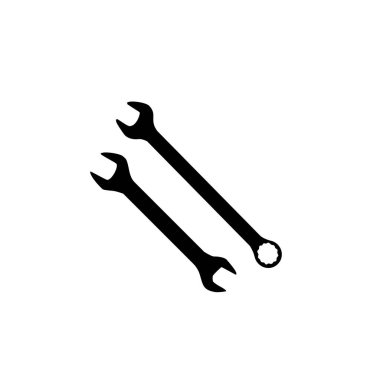 Wrench Silhouette, Düz Stil, Pictogram, Apps, Website, Logo Gram, Art Illustration veya Grafik Tasarım Elemanı için kullanılabilir. Vektör İllüstrasyonu