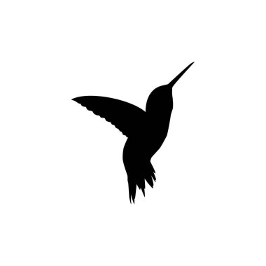 Flying Hummingbird Silhouette, Art Illustration, Website, Logo Gram, Pictogram veya Grafik Tasarım Elementi kullanılabilir. Vektör İllüstrasyonu