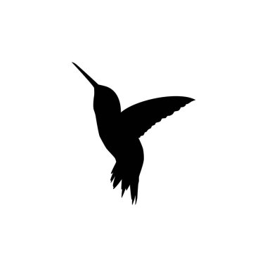 Flying Hummingbird Silhouette, Art Illustration, Website, Logo Gram, Pictogram veya Grafik Tasarım Elementi kullanılabilir. Vektör İllüstrasyonu