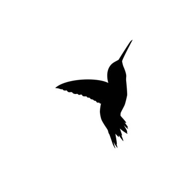 Flying Hummingbird Silhouette, Art Illustration, Website, Logo Gram, Pictogram veya Grafik Tasarım Elementi kullanılabilir. Vektör İllüstrasyonu