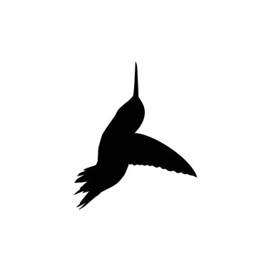 Flying Hummingbird Silhouette, Art Illustration, Website, Logo Gram, Pictogram veya Grafik Tasarım Elementi kullanılabilir. Vektör İllüstrasyonu