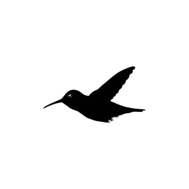 Flying Hummingbird Silhouette, Art Illustration, Website, Logo Gram, Pictogram veya Grafik Tasarım Elementi kullanılabilir. Vektör İllüstrasyonu