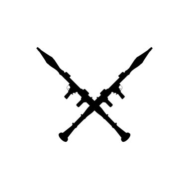 Bazuka 'nın silueti veya Roket Fırlatma Silahı, diğer adıyla Roket Proptolu Bomba veya RPG, Düz Stil, Sanat Illustration, Pictogram, Web sitesi, Infographic veya Grafik Tasarım Elementi için kullanılabilir