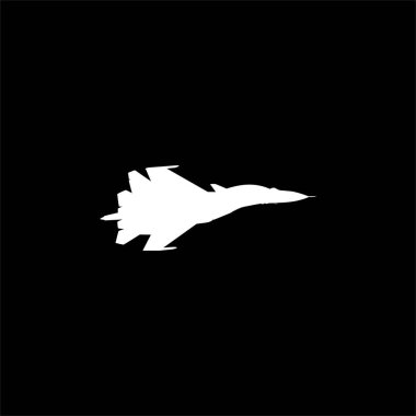 Jet Fighter 'ın silueti, savaş uçakları öncelikle havadan havaya muharebe için tasarlanmış askeri uçaklardır. Vektör İllüstrasyonu