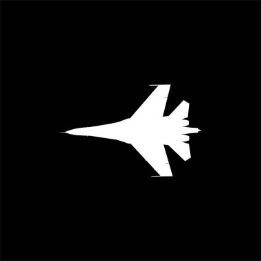 Jet Fighter 'ın silueti, savaş uçakları öncelikle havadan havaya muharebe için tasarlanmış askeri uçaklardır. Vektör İllüstrasyonu