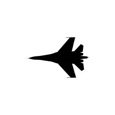 Jet Fighter 'ın silueti, savaş uçakları öncelikle havadan havaya muharebe için tasarlanmış askeri uçaklardır. Vektör İllüstrasyonu