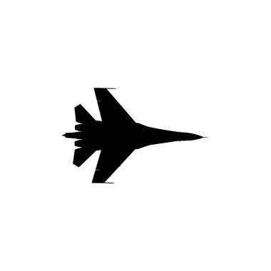 Jet Fighter 'ın silueti, savaş uçakları öncelikle havadan havaya muharebe için tasarlanmış askeri uçaklardır. Vektör İllüstrasyonu